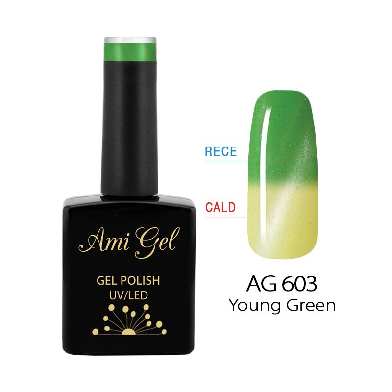 Oja Semipermanenta Magnetica si Termica - Hypnotic Mood Gel Polish Young Green AG603 14ml - Ami Gel - HNIcosmetice.ro