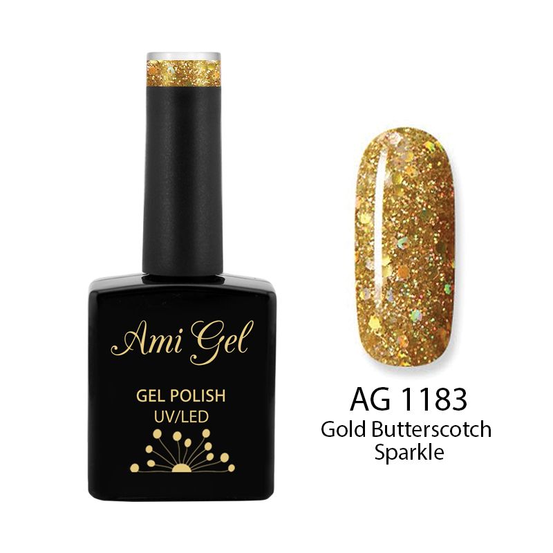 Oja Semipermanenta - Multi Gel Color - The One Gold Butterscotch Sparkle AG1183 14ml - Ami Gel - HNIcosmetice.ro