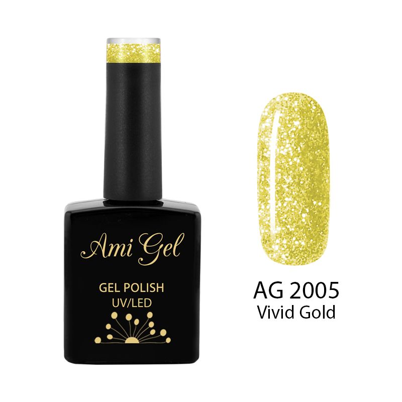 Oja Semipermanenta - Soak Off Gel - Glow Queen Vivid Gold AG2005 - Ami Gel