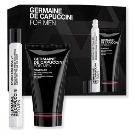 Set Anti-imbatranire pentru Barbati - For Men Energy Eyes Roll On 10ml + Powerage Anti-Ageing Emulsion 50ml Set - PP Germaine de Capuccini