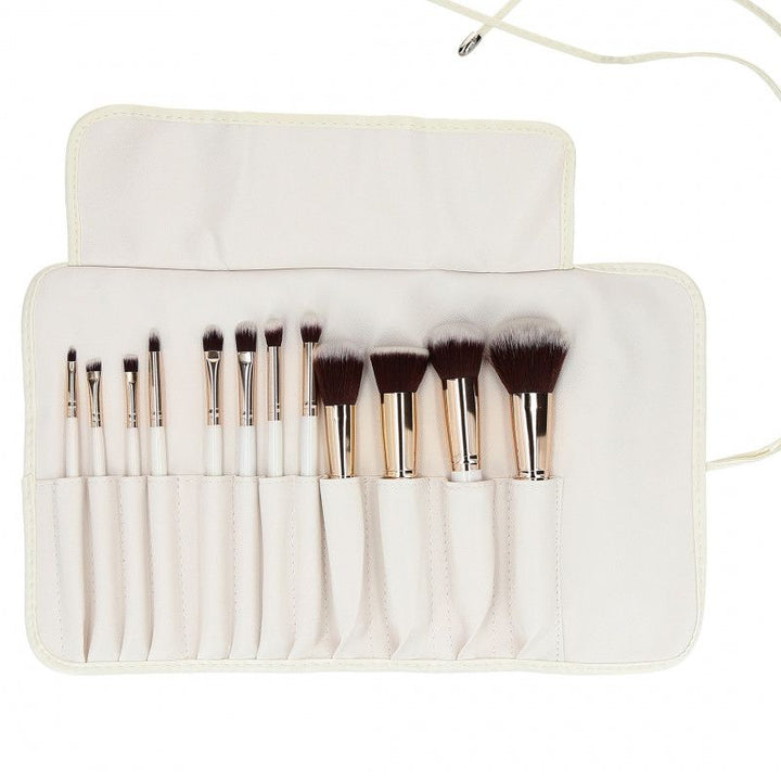 Pensule Albe pentru Machiaj - Make-up White Brushes Set 12pcs - Mimo