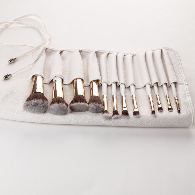 Pensule Albe pentru Machiaj - Make-up White Brushes Set 12pcs - Mimo