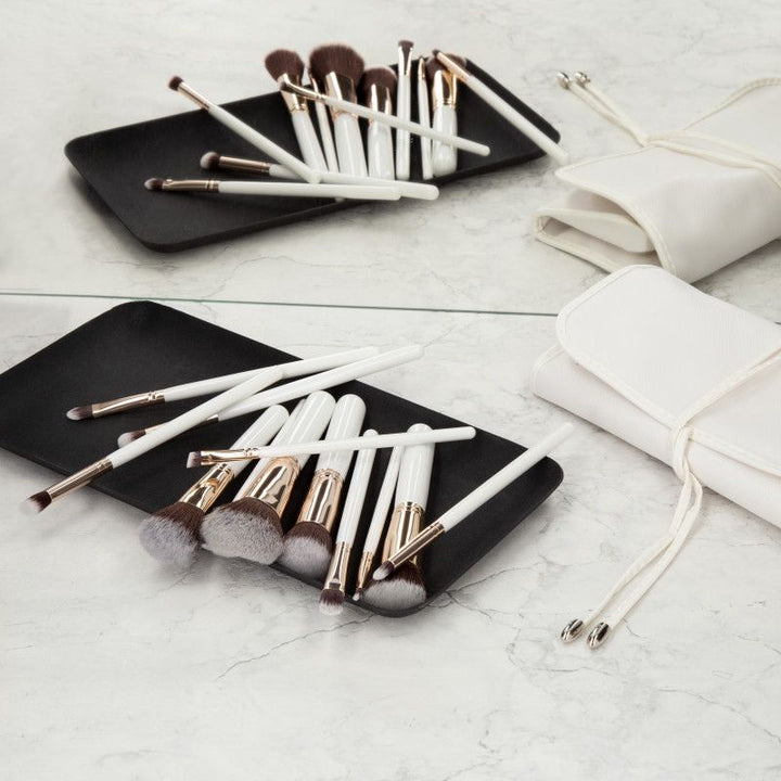 Pensule Albe pentru Machiaj - Make-up White Brushes Set 12pcs - Mimo