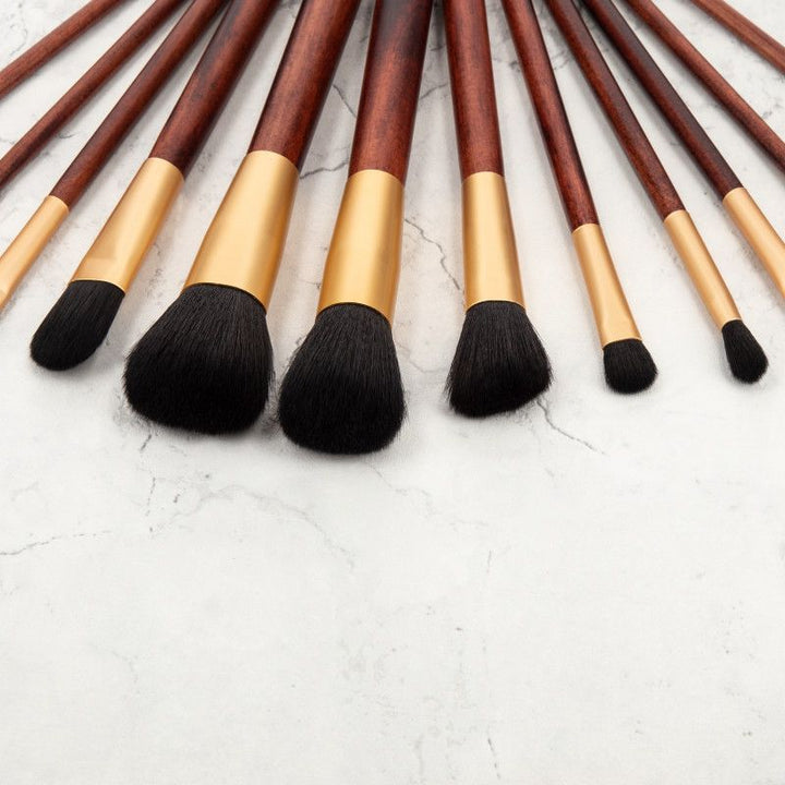 Pensule pentru Machiaj cu Maner din Lemn - Make-up Brushes Set 12pcs - Mimo