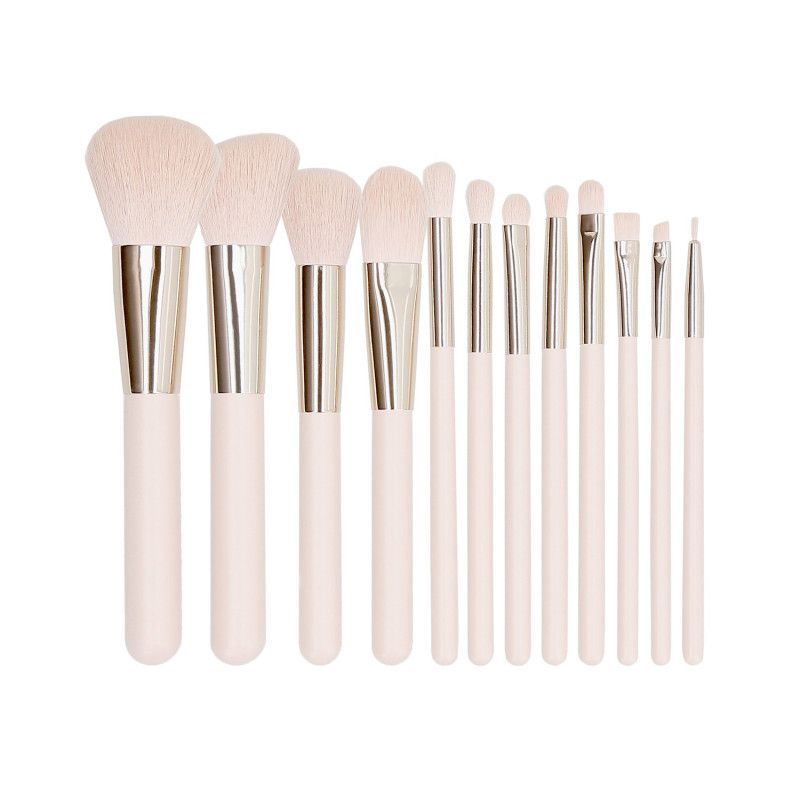 Pensule Roz pentru Machiaj - Make-up Pink Brushes Set 12pcs - Mimo - HNIcosmetice.ro