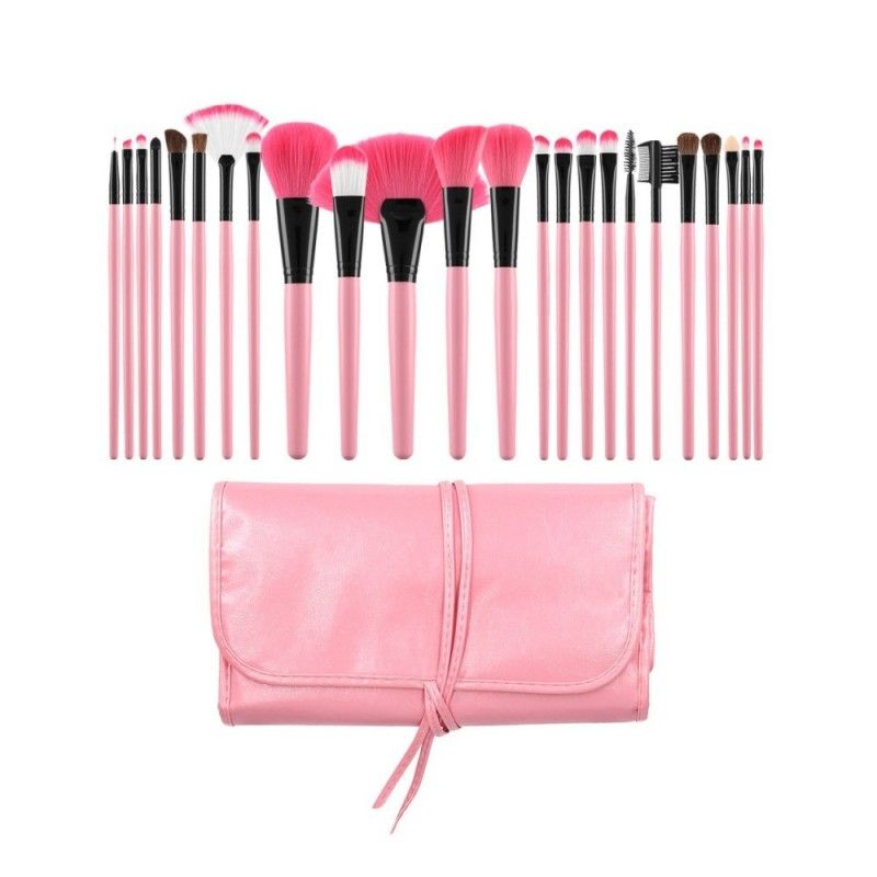 Pensule Roz pentru Machiaj - Make-up Pink Brushes Set 24pcs - Mimo - HNIcosmetice.ro