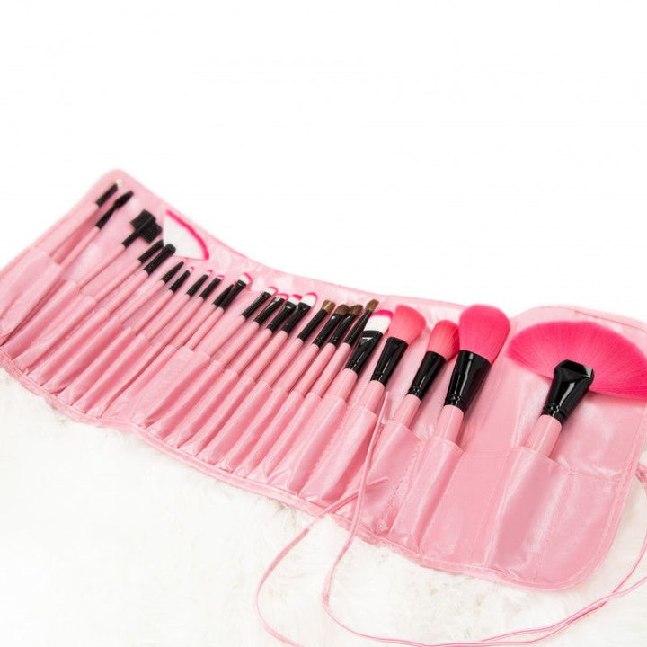 Pensule Roz pentru Machiaj - Make-up Pink Brushes Set 24pcs - Mimo