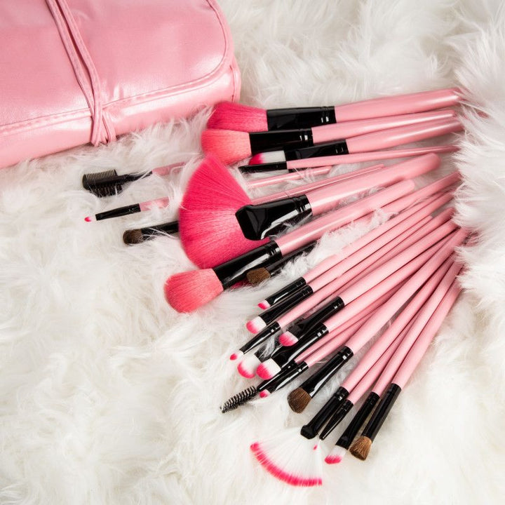 Pensule Roz pentru Machiaj - Make-up Pink Brushes Set 24pcs - Mimo