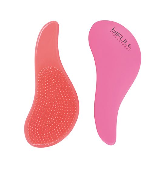 Perie pentru Descalcit Parul - Detangler Brush Soft Touch Rosa - Bifull - HNIcosmetice.ro