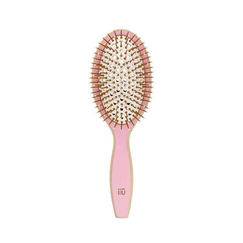 Perie pentru Descalcit Parul din Bambus - BambooM Pink Flamingo Detangle Brush - Ilu - HNIcosmetice.ro