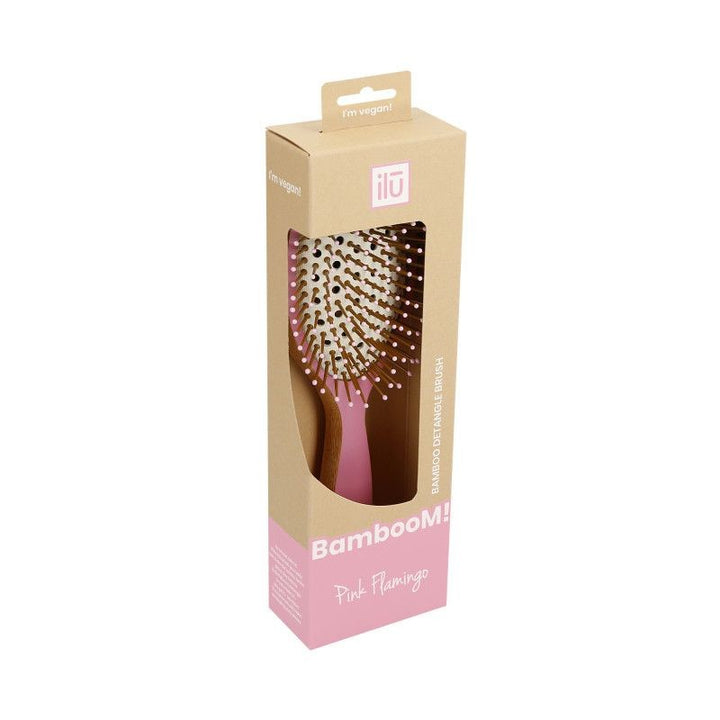 Perie pentru Descalcit Parul din Bambus - BambooM Pink Flamingo Detangle Brush - Ilu