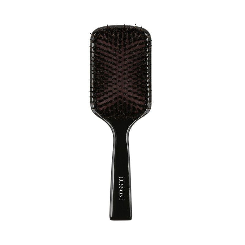 Perie pentru Descalcit Parul din Lemn si Par de Mistret - Natural Style Paddle Hair Brush - Lussoni - HNIcosmetice.ro