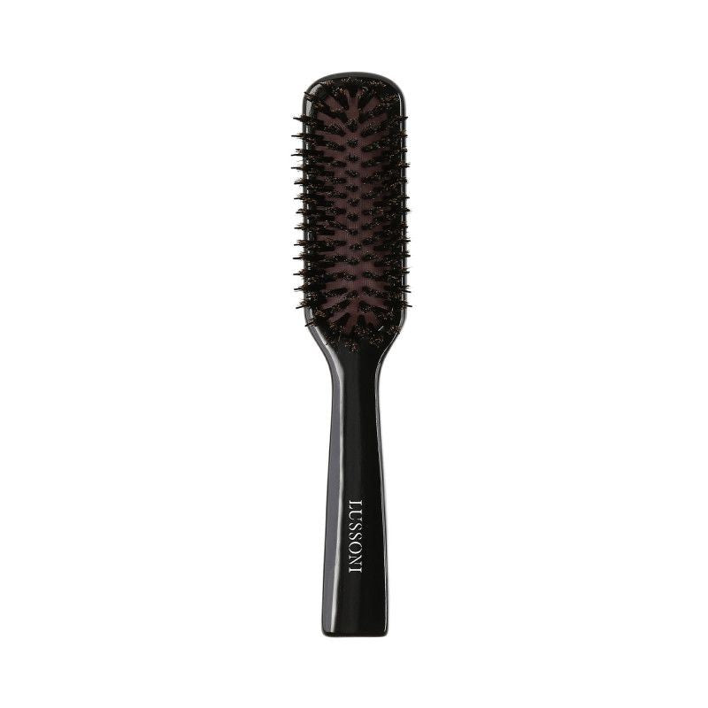 Perie pentru Descalcit Parul din Lemn si Par de Mistret - Natural Style Slim Hair Brush - Lussoni - HNIcosmetice.ro