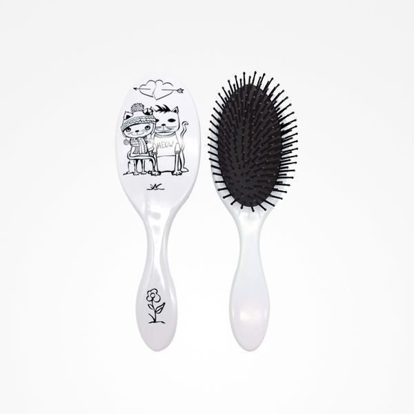 Perie pentru Descalcit Parul Model Cuplu Animale pentru Colorat - Oval Couple Coloring - Bifull - HNIcosmetice.ro