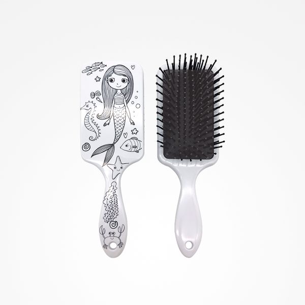 Perie pentru Descalcit Parul Model Sirena pentru Colorat - Raqueta Siren Coloring - Bifull - HNIcosmetice.ro