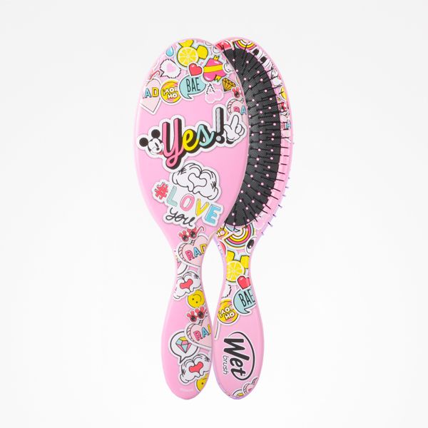 Perie pentru Descalcit Parul - Peace Love - Pink - Dysney Mickey Mouse - Wet Brush Pro - Bifull - HNIcosmetice.ro