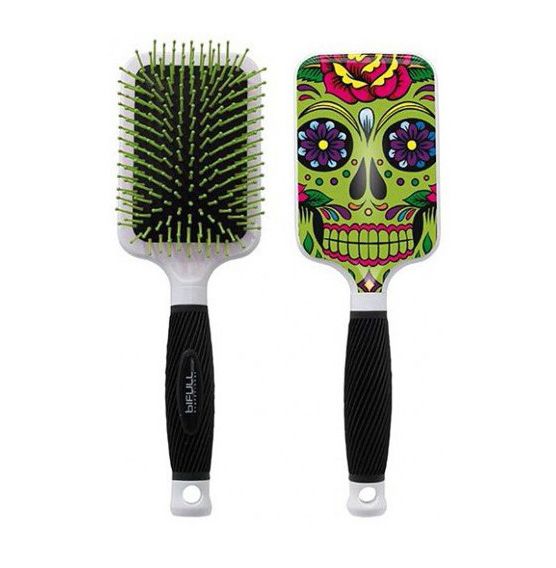 Perie pentru Descalcit Parul - Skull Green - Bifull - HNIcosmetice.ro