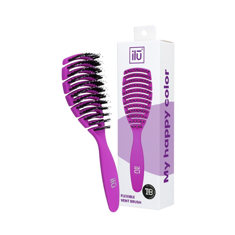 Perie pentru Descalcit si Uscat Parul - Flexible Vent Purple Brush - Ilu - HNIcosmetice.ro