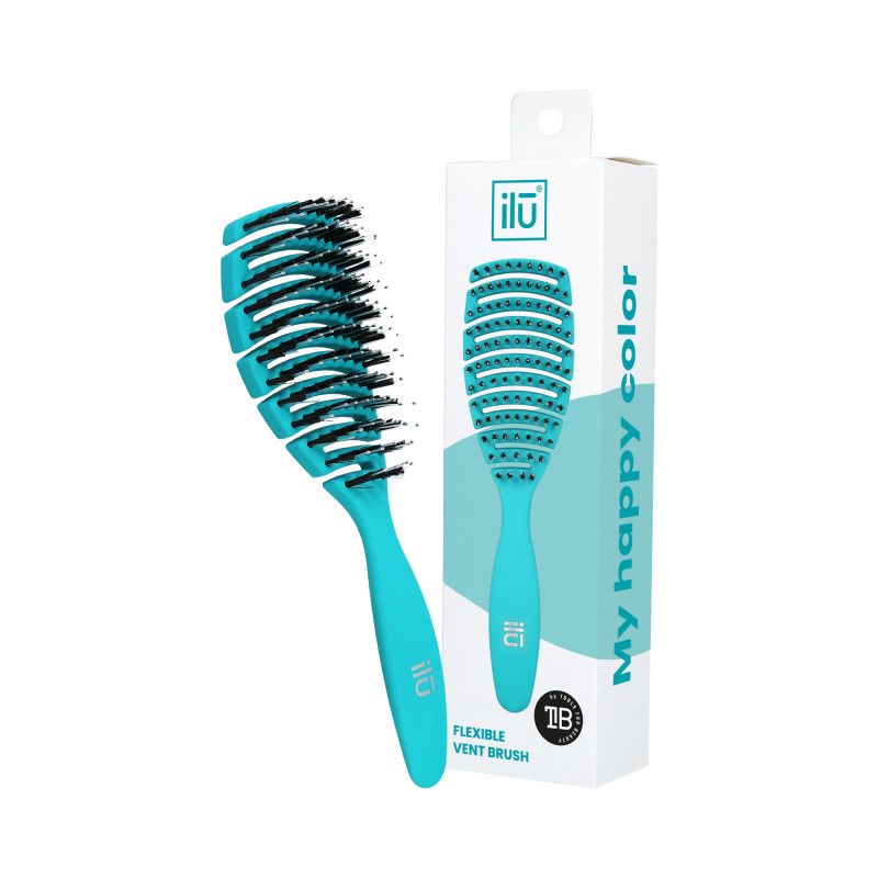 Perie pentru Descalcit si Uscat Parul - Flexible Vent Ocean Blue Brush - Ilu - HNIcosmetice.ro