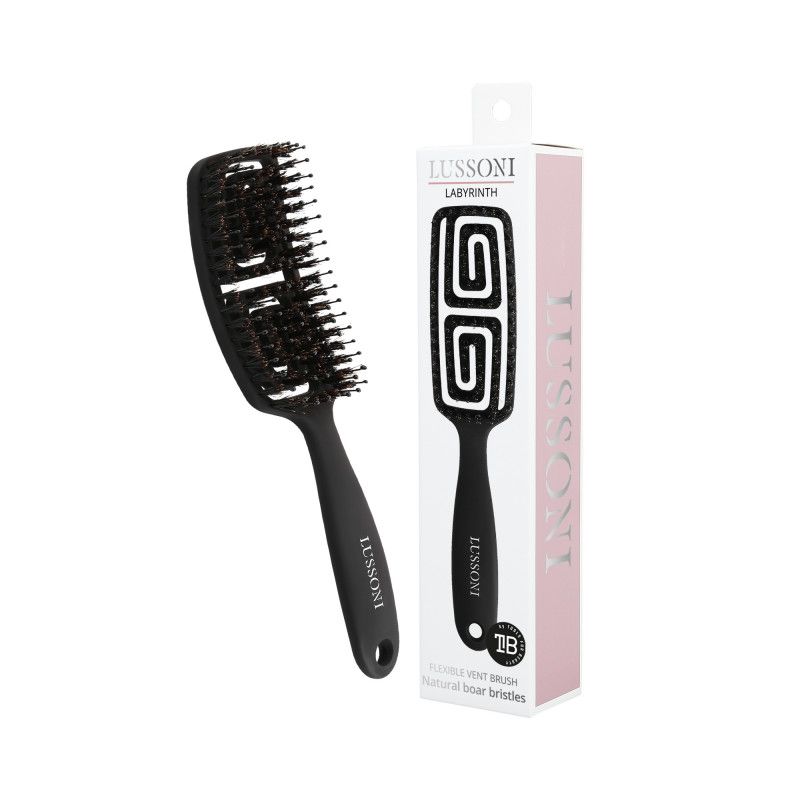 Perie pentru Descalcit si Uscat Parul - Labyrinth Natural Bristles Small Hair Brush - Lussoni