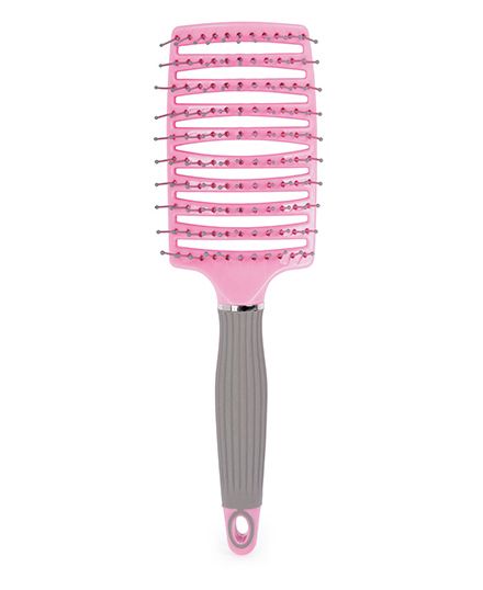 Perie pentru Descalcit si Uscat Parul - Skeleton Curve Pink - Bifull - HNIcosmetice.ro