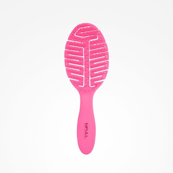 Perie pentru Descalcit si Uscat Parul - Skeleton Fluor Leaf Fuchsia - Bifull - HNIcosmetice.ro