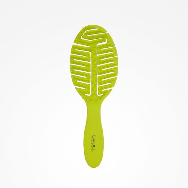 Perie pentru Descalcit si Uscat Parul - Skeleton Fluor Leaf Lime - Bifull - HNIcosmetice.ro