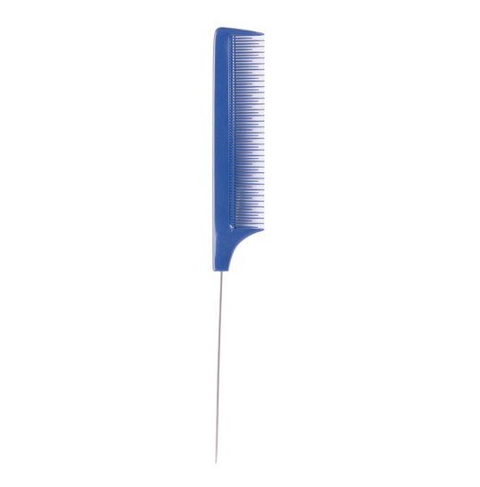 Pieptene Albastru Flexibil pentru Coafura cu Coada din Metal si Dinti Inegali - Blue - Pin Tail Comb No. 104 - Bifull - HNIcosmetice.ro