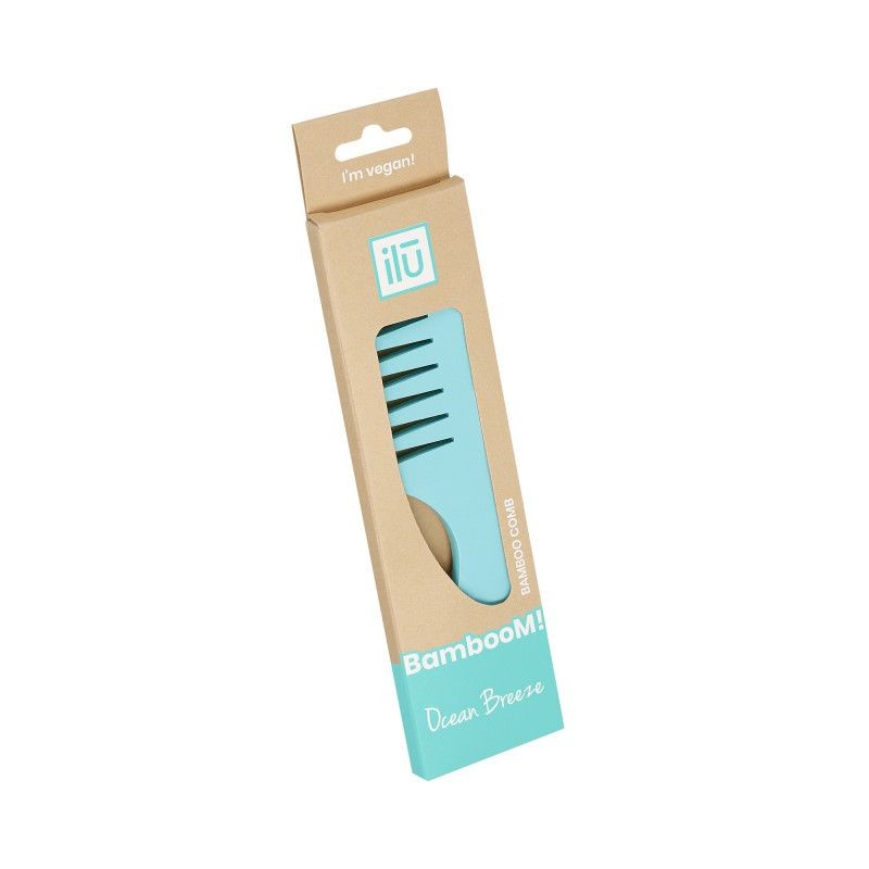 Pieptene din Bambus pentru Descalcit Parul - BambooM Ocean Breeze Detangling Comb - Ilu