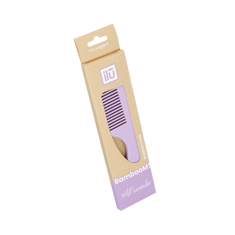 Pieptene din Bambus pentru Descalcit Parul - BambooM Wild Lavender Detangling Comb - Ilu