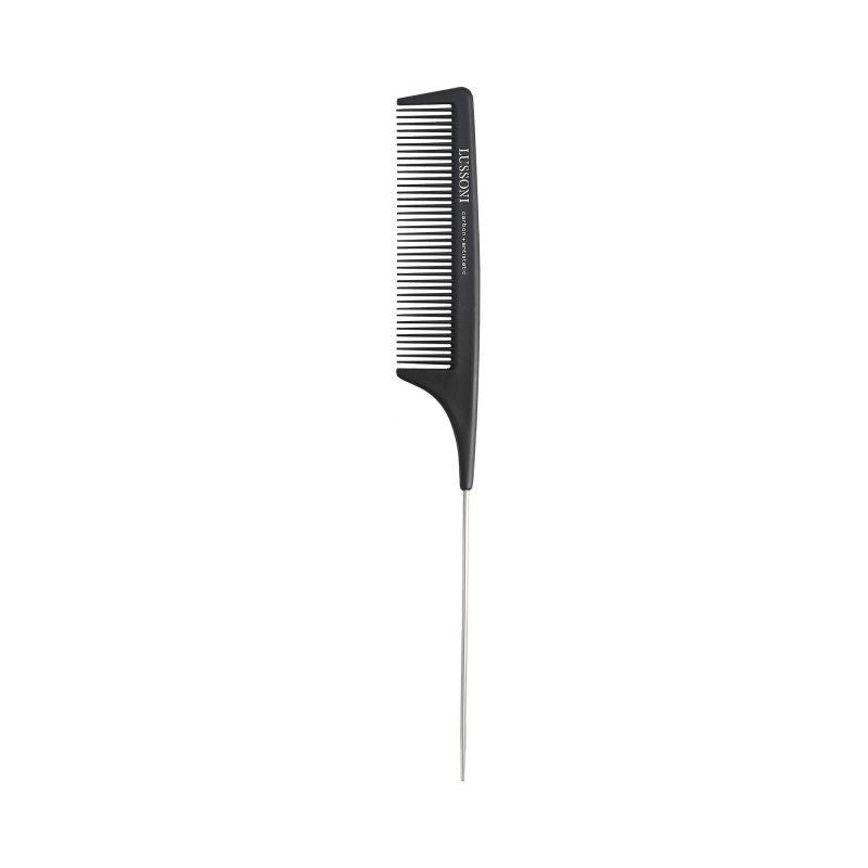 Pieptene din Carbon pentru Coafura cu Coada de Soarece din Metal - Carbon Antistatic Pin Tail Comb for Styling No. 300 - Lussoni - HNIcosmetice.ro