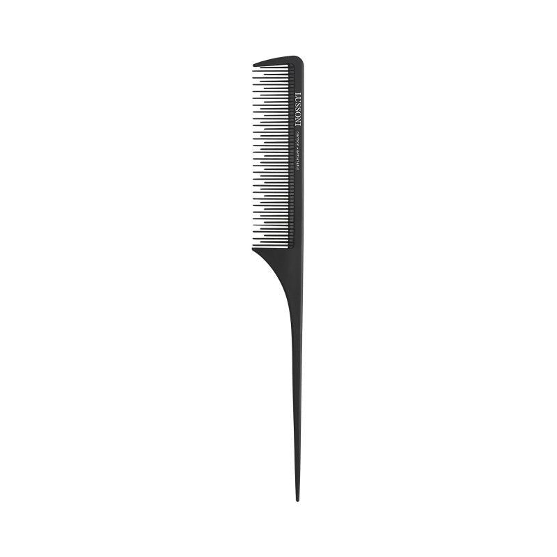 Pieptene din Carbon pentru Coafura cu Coada de Soarece - Carbon Antistatic Lift Tail Hairdressing Comb No. 208 - Lussoni - HNIcosmetice.ro