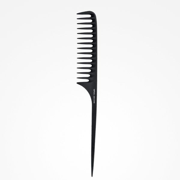 Pieptene din Carbon pentru Coafura cu Coada de Soarece Extra Lunga si Dinti Rari - Carbon Line - Rat Tail Comb with Wide Teeth No. 025 - Bifull - HNIcosmetice.ro