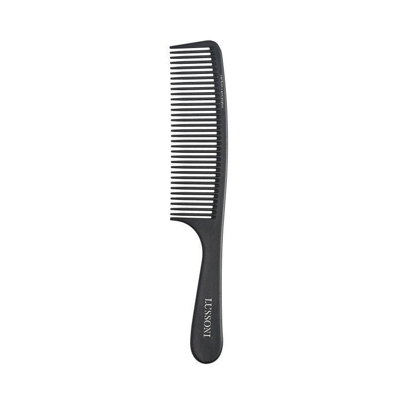 Pieptene din Carbon pentru Descalcire cu Maner Clasic - Carbon Antistatic Detangling Handle Comb No. 404 - Lussoni - HNIcosmetice.ro