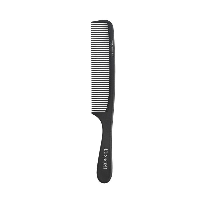Pieptene din Carbon pentru Tuns cu Maner Clasic - Carbon Antistatic Cutting Handle Comb No. 408 - Lussoni - HNIcosmetice.ro