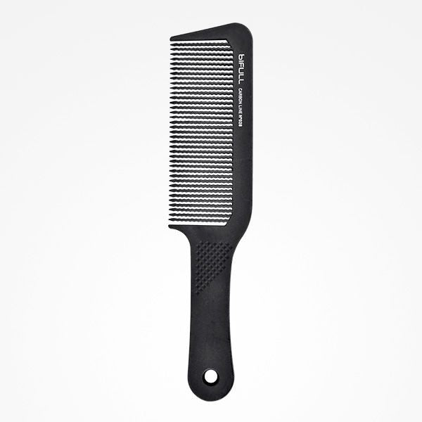 Pieptene din Carbon pentru Tuns cu Masina si Dinti Ondulati - Carbon Line - Handle Comb with Pins for Curls No. 028 - Bifull - HNIcosmetice.ro