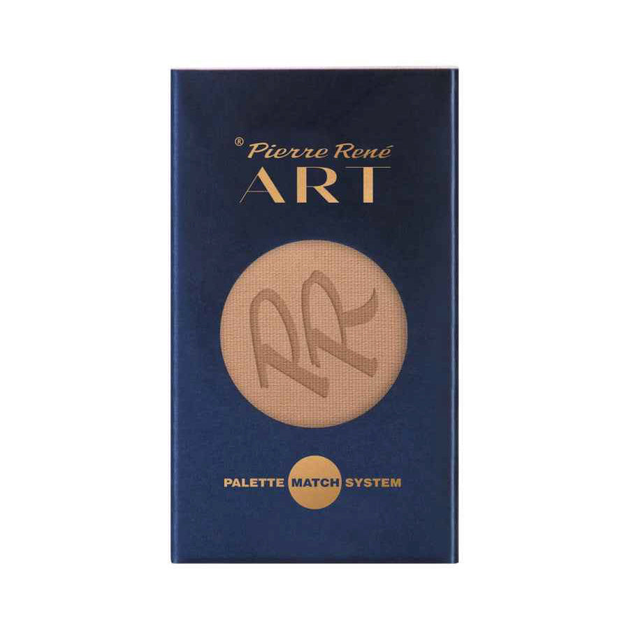Ambalaj pudră bronzantă de rezervă Pierre Rene Professional Art Bronzer Powder Contouring nr. 07, 8 g, în cutie bleumarin cu inscripții aurii și imaginea nuanței bronzante.