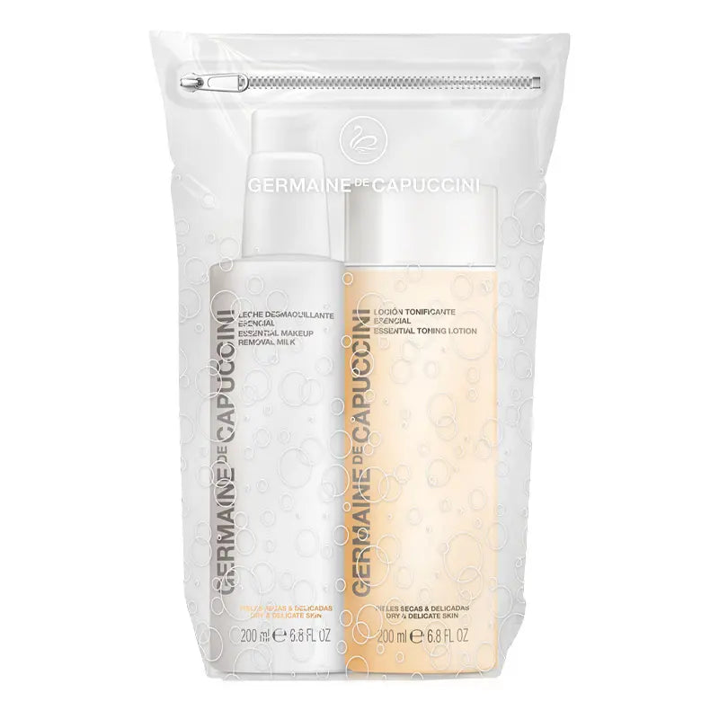 Set Demachiere si Tonifiere Ten Uscat si Sensibil - Options Line Essential Removal Makeup Milk 200ml + Essential Toning Lotion 200ml Set - PP Germaine de Capuccini