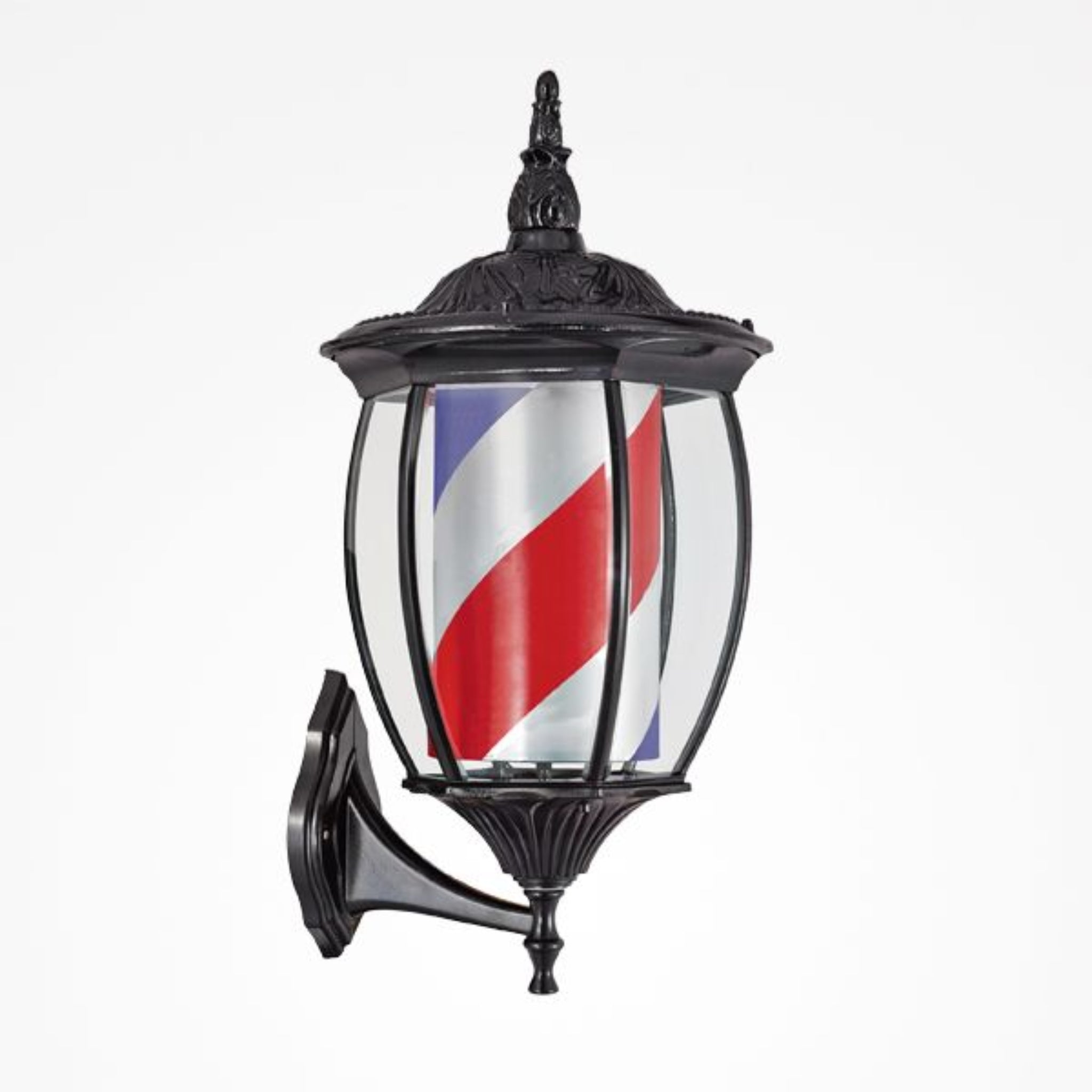 Reclama Luminoasa Led pentru Frizeri si Barbieri cu sistem de agatare alb cu rosu si albastru