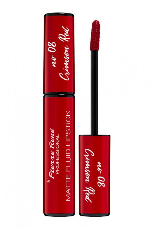 Ruj Lichid Mat - Matte Fluid Lipstick Crimson Red Nr.08 - PIERRE RENE - HNIcosmetice.ro