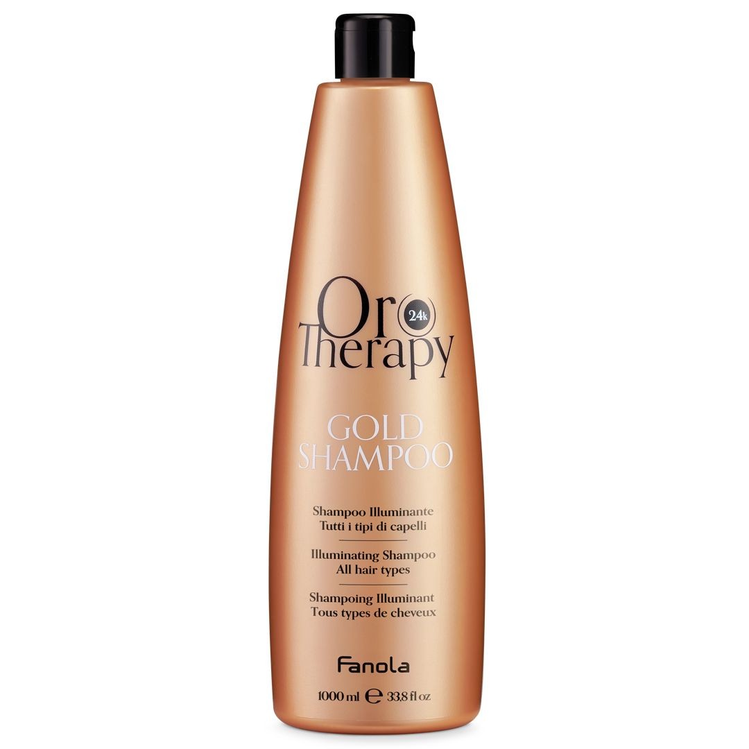 Sampon Iluminant cu Extract de Trandafir, Aur 24K si Protectie UV  - Gold Illuminating Shampoo with Rose Extract 1000ml - Oro Therapy