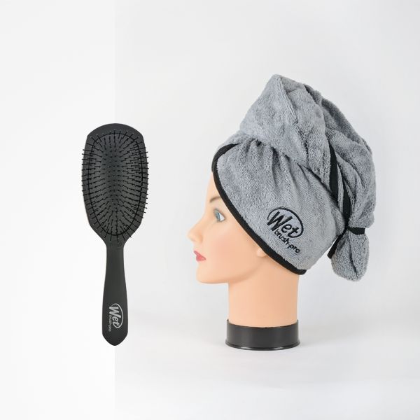 Set Perie Par de Descalcire+Prosop Microfibra - Deluxe Detangler+Hair Towel- Wet Brush - Pro Epic - Bifull - HNIcosmetice.ro