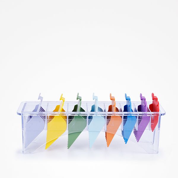 Set Piepteni Ghid Colorati cu Clema pentru Masinile de Tuns - King Guides Colour 8 Buc - Perfect Beauty - HNIcosmetice.ro