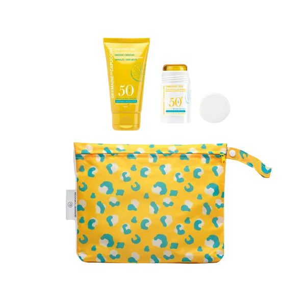 Set Geanta Animal Print pentru Soare - Anti-ageing Protective Cream SPF50+ Wrinkles-Dark Spots 50ml + Invisible Protective Stick SPF50+ 25ml Set - PP Germaine de Capuccini