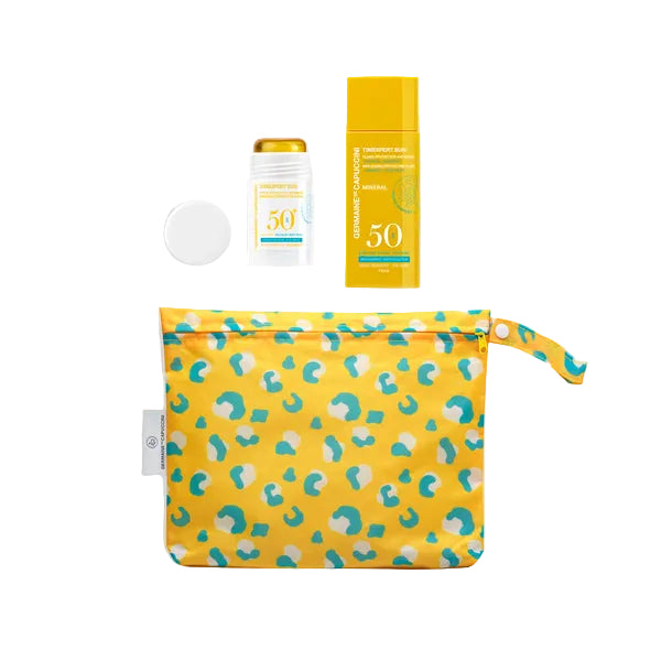 Set Geanta Animal Print pentru Soare - Timexpert Sun Anti-ageing Protective Fluid SPF50+ Wrinkles - Dark Spots 50ml + Invisible Protective Stick SPF50+ 25ml Set - PP Germaine de Capuccini