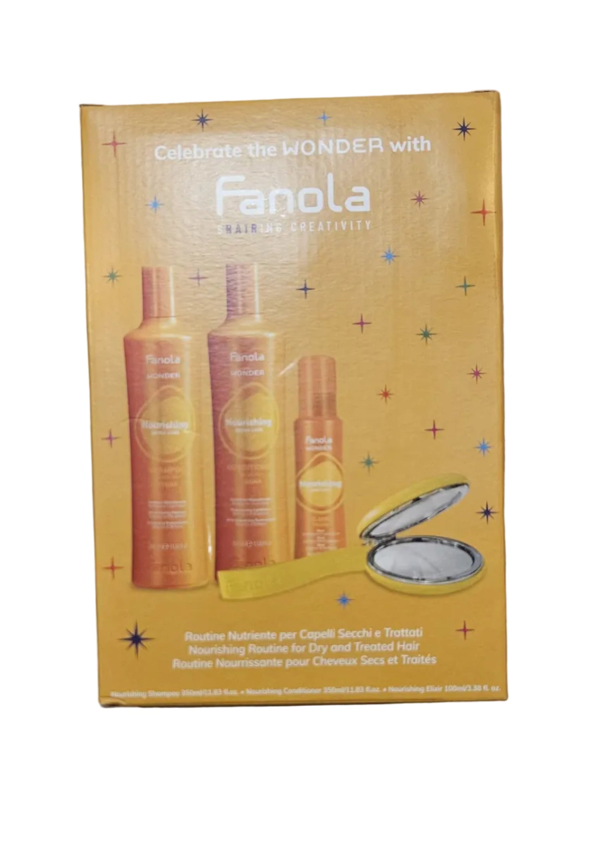 Set Aniversar Wonder Nourishing - Limited Edition Kit 20 Years Shampoo Wonder Nourishing 350ml + Conditioner Wonder Nourishing 350ml + Wonder Nourishing Elixir 100ml - Fanola