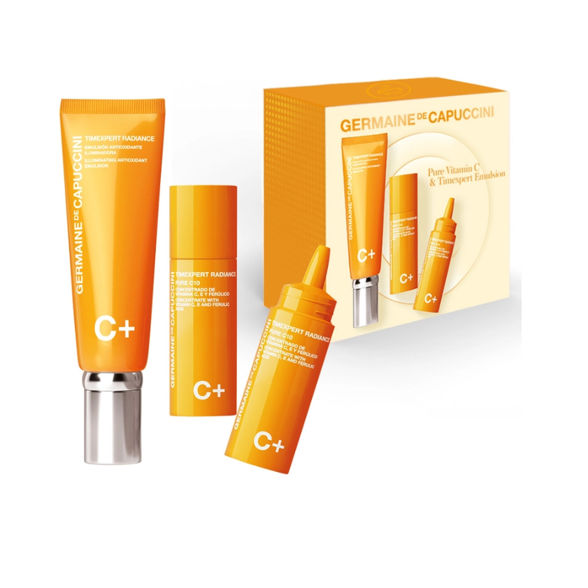 Set Facial Iluminant - Timexpert Radiance C+ Illuminating Antioxidant Emulsion 50ml + 2x Pure C10 Concentrate 15ml Set - PP Germaine de Capuccini