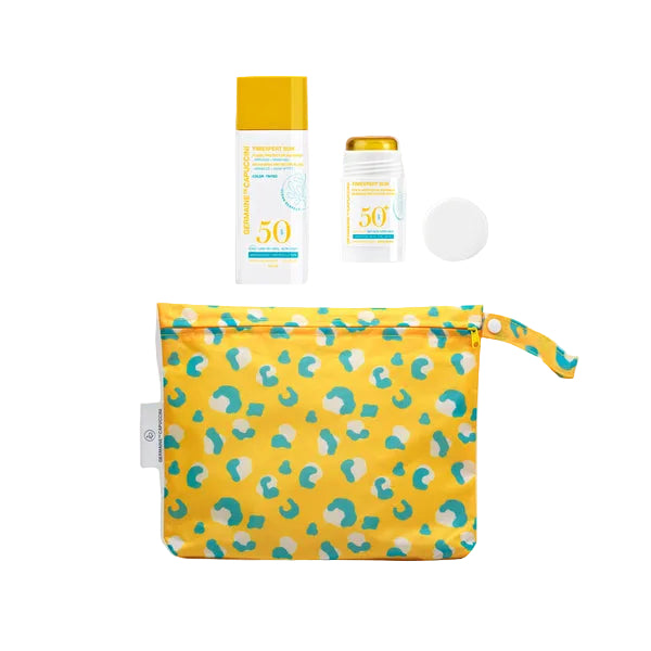 Set Geanta Animal Print pentru Soare - Timexpert Sun Anti-ageing Protective Fluid SPF50+ Wrinkles- Dark Spots Color Tinted 50ml + Invisible Protective Stick SPF50+ 25ml Set - PP Germaine de Capuccini