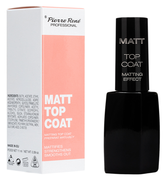 Strat De Protectie Pentru Oja Clasica Cu Efect Mat - Matt Top Coat 11ml - PIERRE RENE - HNIcosmetice.ro