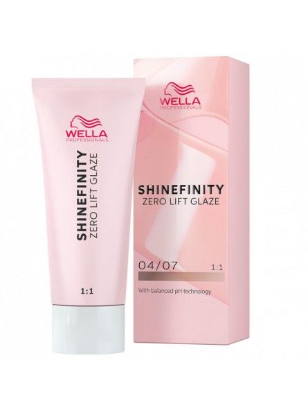 Vopsea de Par 04/07 Demi-permanenta - Shinefinity Zero Lift Glaze Castaniu Mediu 60ml - Wella